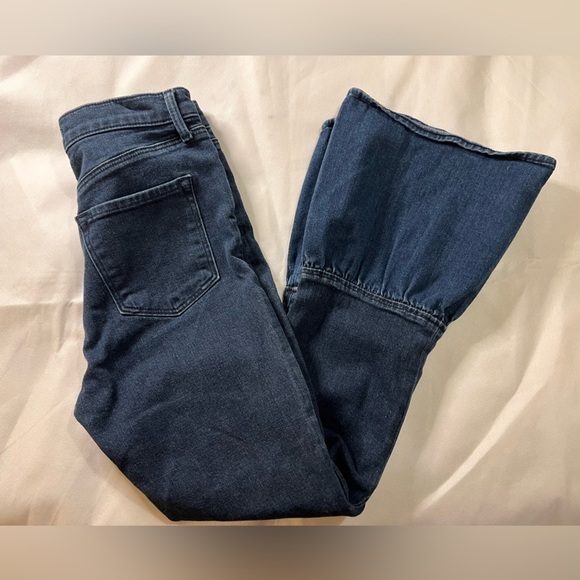Womens jeans 25 dark blue Jo lo brand ruby crop flare hem flourish high rise - Picture 3 of 14